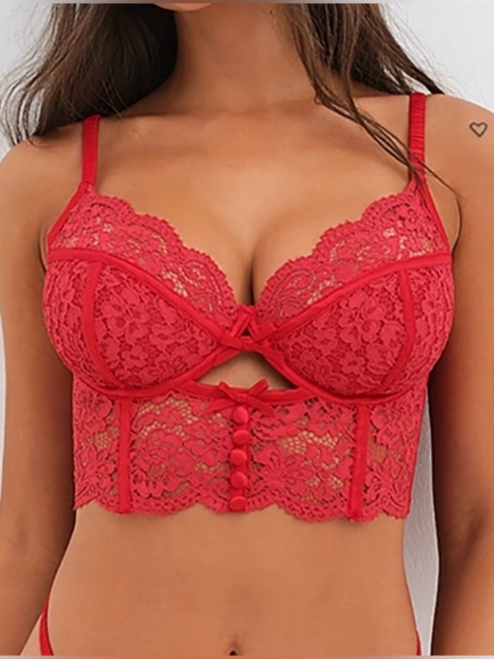 For Love & Lemons Creamsicle Red Lace Bustier Bra